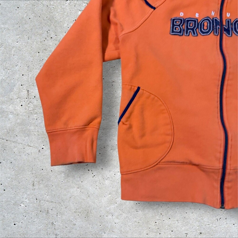 Denver Broncos Reebok Full Zip Hoodie Sweatshirt Orange Embroidered Womens XL - Picture 5 of 8